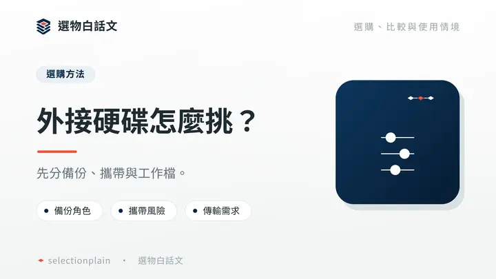 外接硬碟怎麼挑？：先分備份、攜帶與工作檔。