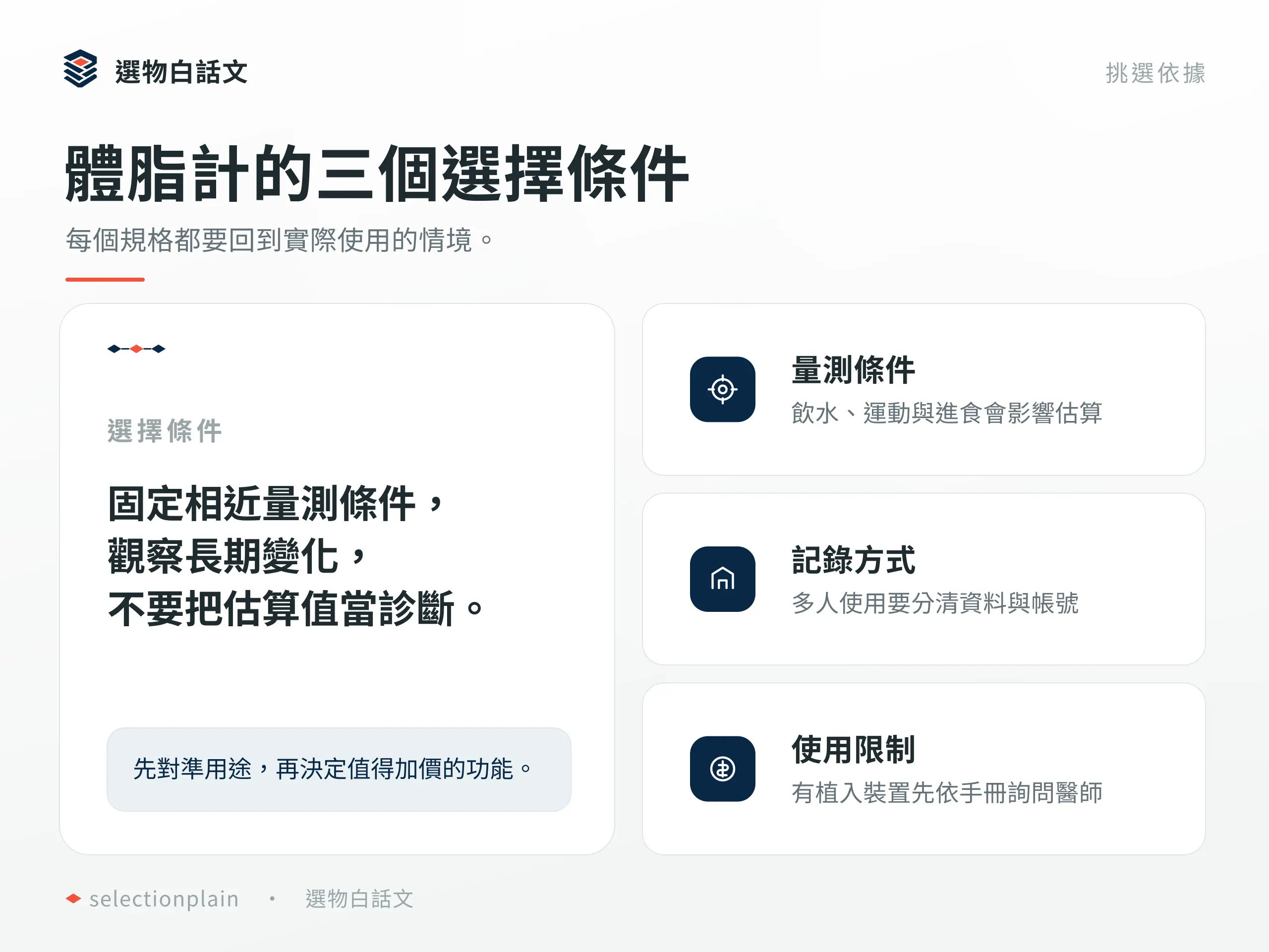 體脂計：了解三個不同使用條件對選購的影響