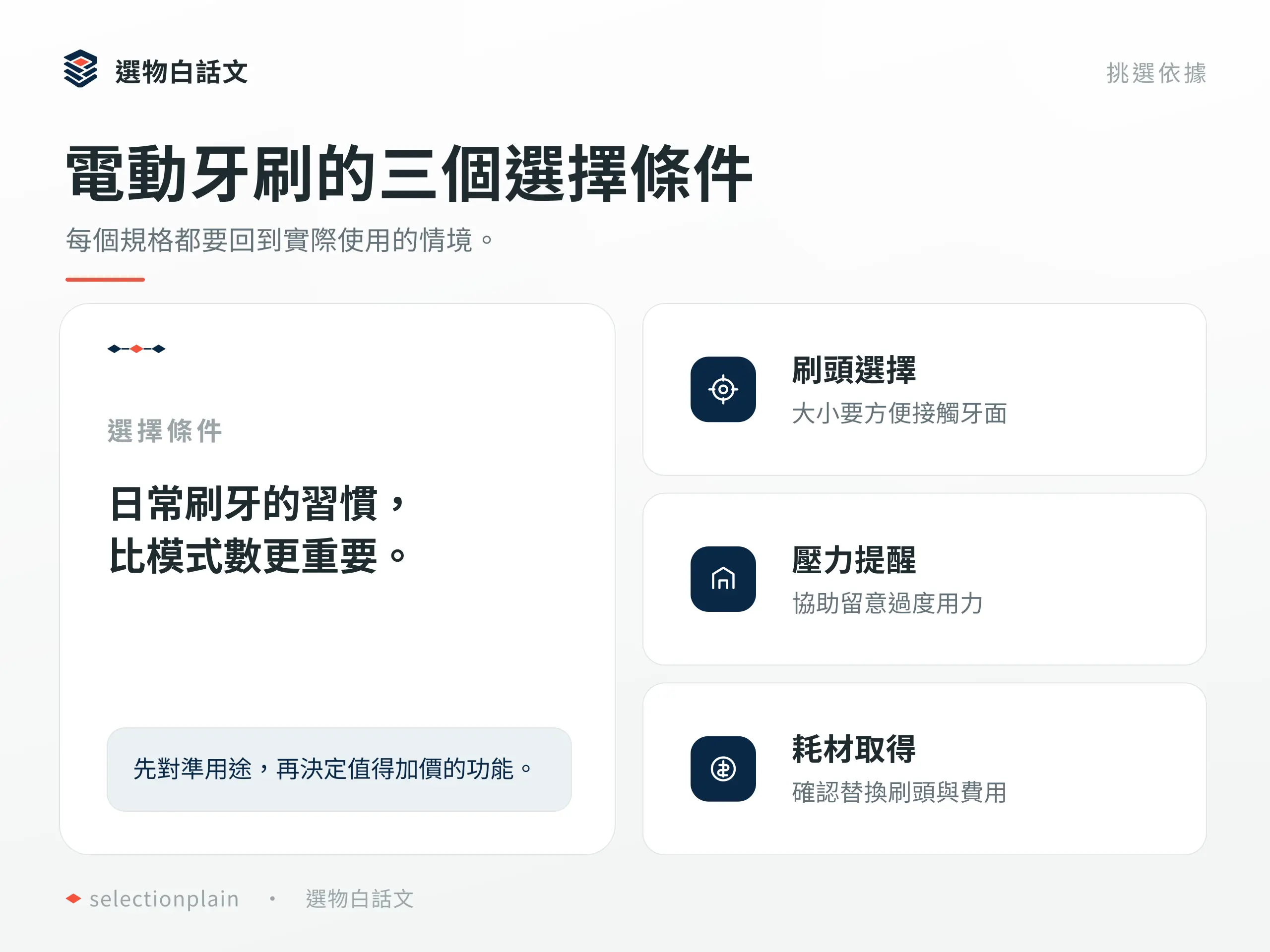 電動牙刷：了解三個不同使用條件對選購的影響
